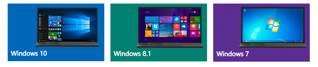 Microsoft Windows 7 8.1 and 10